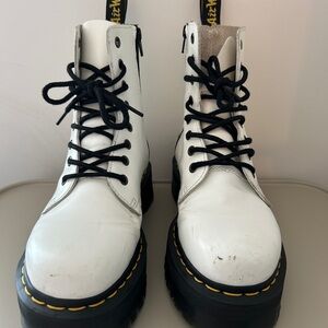 Dr Martens Jadon Boot - White Platform Lace-Up Boots with Black Soles